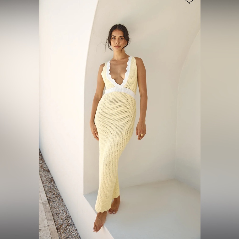 FORTUNATE ONE LISBON LOVER KNIT MAXI DRESS YELLOW - size s